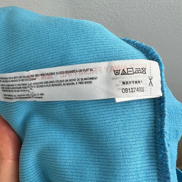 Out From Under Urban Outfitters Sleeveless Crop Top Blue Ribbed Collared Sz M/L - Picture 8 of 8